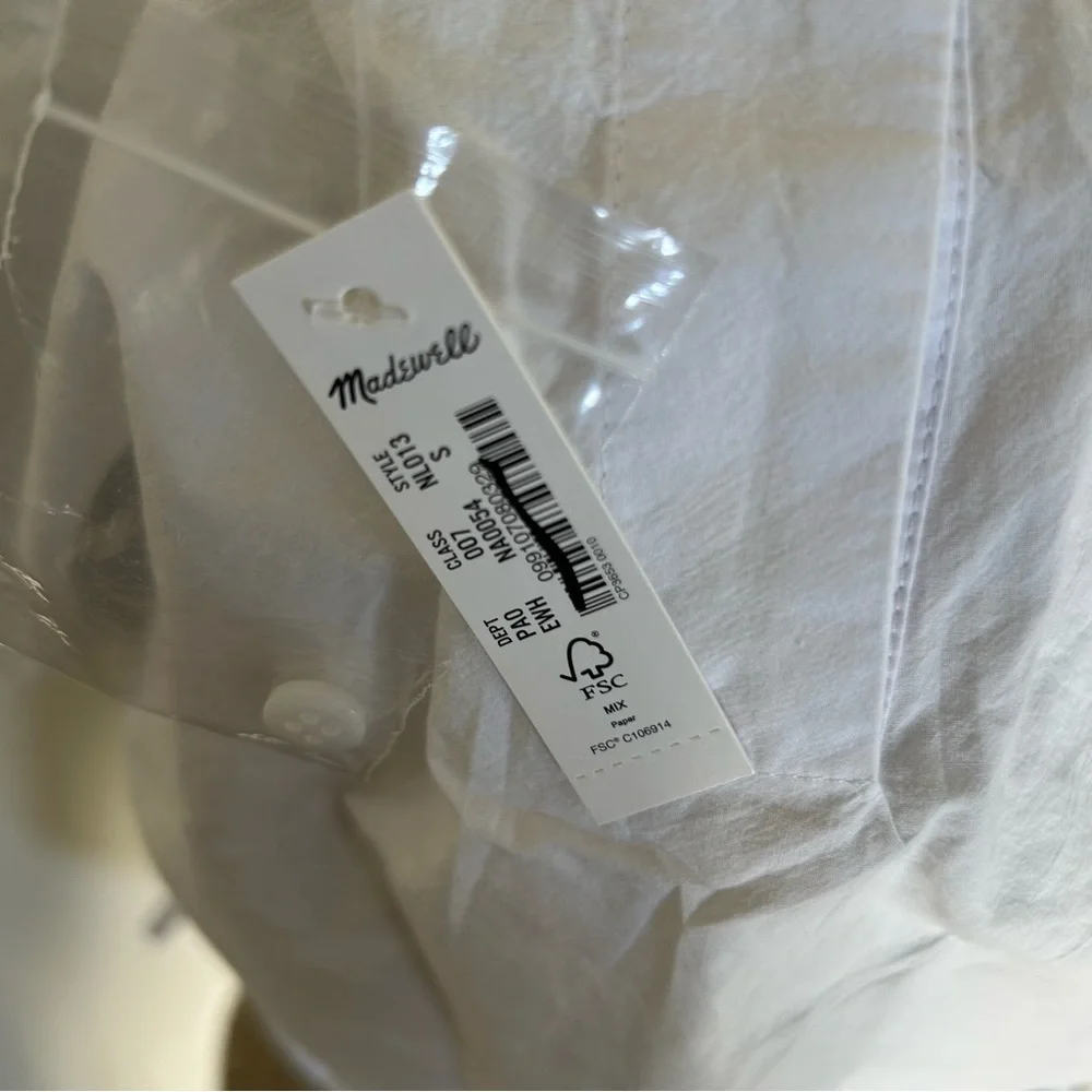 Madewell Embroidered Poplin Puff-Sleeve Cutout Crop Top - Picture 5 of 8
